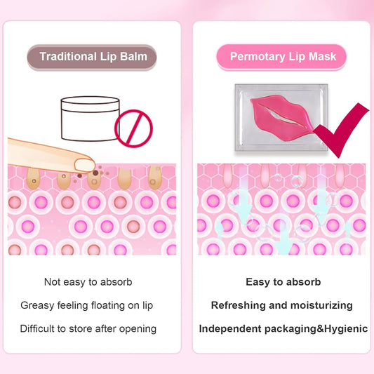 VIP 30 PCS Moisturizing Lip Mask Crystal Lip Care Pads Mask for Moisturizing & Reducing Chapped, Smoothing, Fine Lines