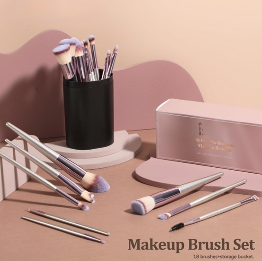 VIP 18-Piece Premium Makeup Brush Set with Black Case